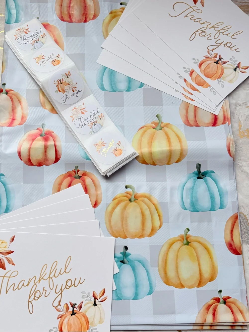 30 Pc Fall Reseller Bundle Poly Mailers Thank You Cards Stickers